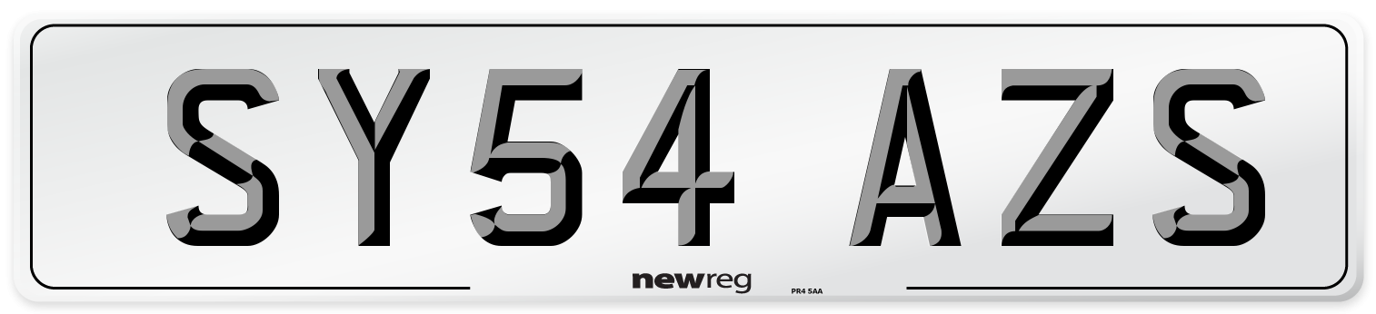 SY54 AZS Number Plate from New Reg